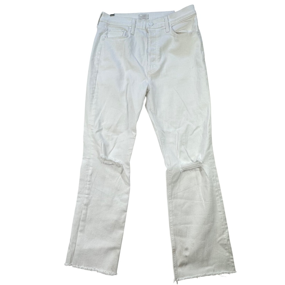MOTHER The Tripper Ankle Fray Jeans Women 30 White Distressed ** FLAW